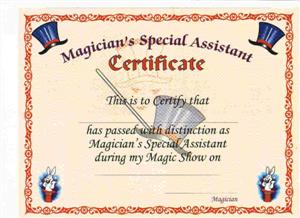 MAGICIANS ASSISTANT CERTIFICATES MAGICIANS ASSISTANT CERTIFICATES